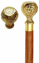 Working Style Spy Watch Brass Head Handle Walking Stick Cane Handmade Style - £28.16 GBP