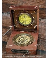 Antike Taschenuhr und Kompass in Holzkiste 49 Bond Street - £27.50 GBP