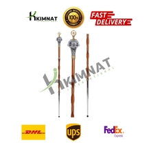 Drum Major Mace Stave &amp;Stick Embossed Head Chrome Gold Thistle Flower To... - $160.00+
