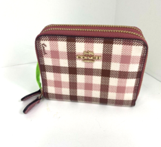 Coach Wallet Double Zip Signature Gingham Print Plaid  Rouge Khaki  F76753 W20 - £63.15 GBP