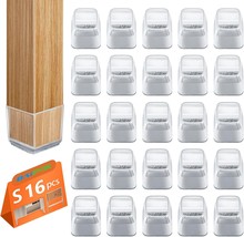16Pcs Square Chair Leg Floor Protectors, Furniture Pads For Hardwood, Small - $41.99