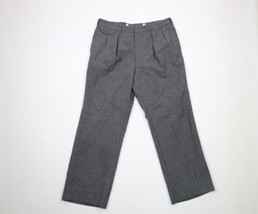 Vintage 80s Ralph Lauren Mens Size 34x29 Wool Pleated Wide Leg Chino Pants Gray - £79.11 GBP