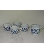 4 Vintage Blue Danube Coffee Tea China Cups + 1 Mug Ribbon Banner Mark - £21.33 GBP