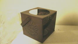 Sturbridge Candle Jar Holder in weathered brown Tin with jar candle image 4