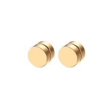Round Clip on Earrings for Men Women Punk 8Gold-color Magnetic Clip Earrings Sta - $13.49