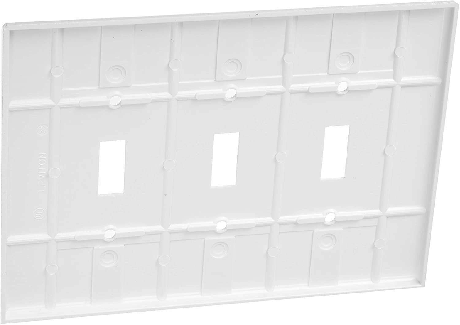 Leviton 3 Gang Toggle Device Switch Wall Plate Oversize Thermoset White Mount - $29.69
