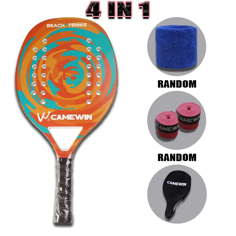 Camewin Adult Professional Full  Beach Tennis Racket 4 IN 1 Soft EVA Face Raquet - £166.41 GBP