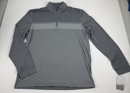 PGA Tour Chest Stripe Ombre Long Sleeve Quarter-Zip Golf Sweater Gray Si... - $27.99