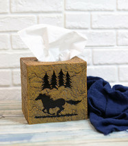 Rustic Western Mustang Horse By Pine Trees Silhouette Tissue Box Cover H... - £24.68 GBP