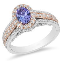 Enchanted Disney Ariel Oval Tanzanite Ring, 1.4 TCW Simulated Diamond Halo Ring - £62.46 GBP