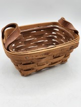 Longaberger 1988 Small Basket dual Leather Handles and Liner 7” X 5” - £9.29 GBP