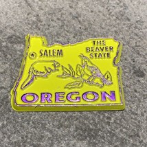 Oregon State Shape Souvenir Refrigerator Magnet 2” Yellow/ Purple Rubber - $2.92