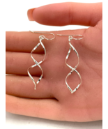 Twisted Double Helix Dangle Earrings Solid 925 Sterling Silver - $12.29