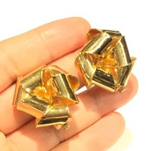 Vintage CHRISTIAN DIOR Gold Tone Bow Ribbon Clip On Earrings Rare 19.5 G... - $195.00