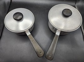 Vintage Kitchen Craft Aluminum Cookware 4-Piece Set - SITS FLAT-  Pots Pans Lids - £28.13 GBP