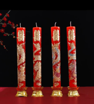 Oriental Wedding Dragon And Phoenix Wax Candles/Wedding Tea Ceremony/A Set Of 2 - £19.69 GBP