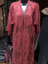 Preiselbeere Rot Spitze Kimono Vintage Blick Bestickt Umhang - £60.67 GBP