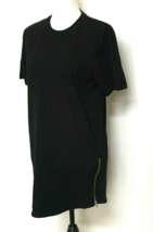 Dream U.S.A. Black Short T-SHIRT Dress Size Medium Zipper Along Bottom Sides - £11.02 GBP