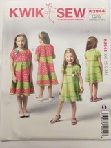 Kwik Sew K3944 Girls Dress Sewing Pattern XXS XS S M L Summer School Play Easy - $9.99