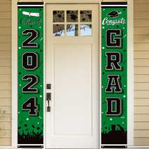 2024 Graduation Party Decorations Porch Sign Banner Green Large Congrats Grad Pa - £16.72 GBP