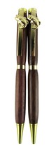 Large Mouth Bass Lathed Spun Wood Fountain Twist Pen Brown Used Set of 2 - $9.46