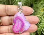925 Sterling Silver Plated, PINK Druzy Geode Agate Stone Pendant, Healin... - £9.98 GBP