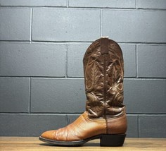 Vintage Larry Mahan Brown Genuine Snakeskin Western Cowboy Boots Men’s Sz 9 M - £94.77 GBP