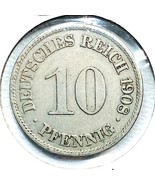 1908 A German Empire 10 Pfennig Coin - $78.87 MXN