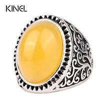 Yellow Lmitation  Antique Engagement Rings For Women Tibetan Silver Party Love R - £6.26 GBP