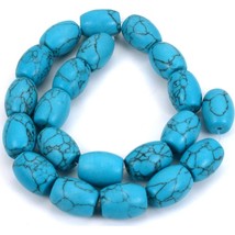 Turquoise Matrix Synthetic Barrel Beads 18mm 1 Strand - £7.63 GBP