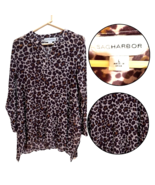 Sag Harbor Women&#39;s Leopard Print Top - Large Short Sleeve Summer Blouse - €25,50 EUR