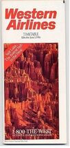 Western Airlines Schedule June 1986 Timetable Salt Lake - $13.86
