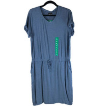 32 Degrees Cool Dress Drop Waist Pockets Short Sleeve Knit Stretch Blue XL - £15.37 GBP
