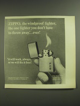 1974 Zippo Lighter Advertisement - the one lighter you don&#39;t throw away - £14.54 GBP