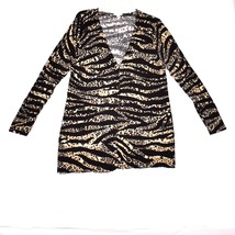 Chico&#39;s Women&#39;s Zebra Leopard Animal Print Cardigan Size 2 (Large) - £15.34 GBP