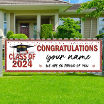 2024 Graduation Party Decorations Red Personalized Class of 2024 Graduation Bann - £16.65 GBP