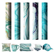 Infusible Ink Transfer Sheets, Teal Marble Printed Heat Transfer Vinyl Bundle Fo - £11.82 GBP