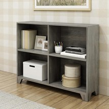 Max &amp; Lily Modern Farmhouse 4-Shelf Bookcase, Solid Wood Bookshelves, Driftwood - £207.80 GBP