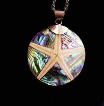 Vintage Sterling Silver STARFISH / religious Necklace / abalone Pendant / Nautic - £55.04 GBP