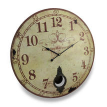 Zeckos Cafe De Marguerites Vintage Style Pendulum Wall Clock 23 In. - £54.79 GBP