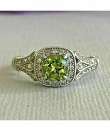 2Ct Taglio Rotondo Finto Peridoto Halo Donna Anello 14K Oro Bianco Argento - €135,10 EUR
