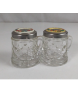 Vintage Glass Handled With Floral Ring Lid 2&quot; Salt &amp; Pepper Shakers - €15,10 EUR