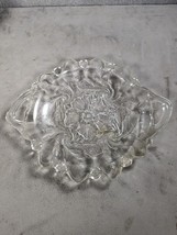 Vintage Embossed Glass Flower &amp; Leaf Tray/Serving Dish with Handles - $19.98