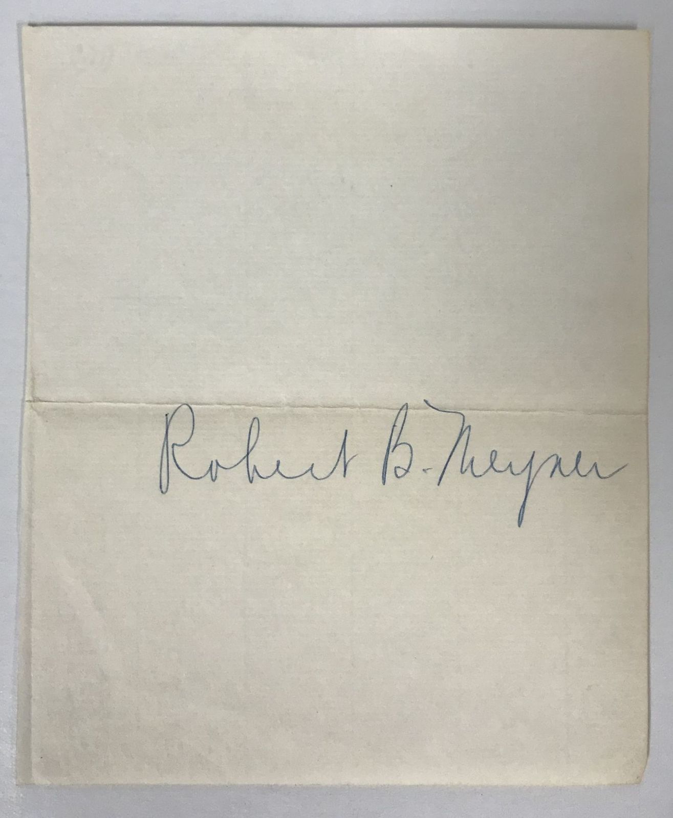 Primary image for Robert B. Meyner (d. 1990) Signed Autographed Vintage 5x7 Sheet - NJ Governor