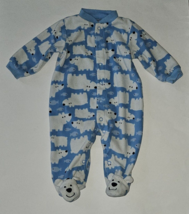 2 Pairs Carter&#39;s Fleece Footie Pajamas Sleepers Lot Baby Boy 6 Months Camo Bear - £11.85 GBP