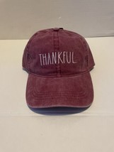 Rae Dunn Thankful Thanksgiving Adjustable Hat NWT Maroon  - £23.22 GBP