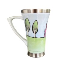 Pearl Insulated Tall Ceramic Coffee Mug Farm Scene Barn Silo Metal Rim L... - $194.22 MXN