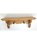 Solid Oak Wood 12&quot; Floating Wall Shelf Handmade 2 Pegs Scalloped Farmhou... - $115.44 CAD
