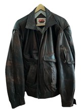 Vintage Boulder Ridge Distressed LambskinLeather Bomber Jacket Size XXL ... - $163.94