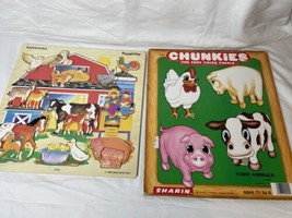 Vintage Farm Animals Wood And Cardboard Childrens Puzzles - £10.99 GBP